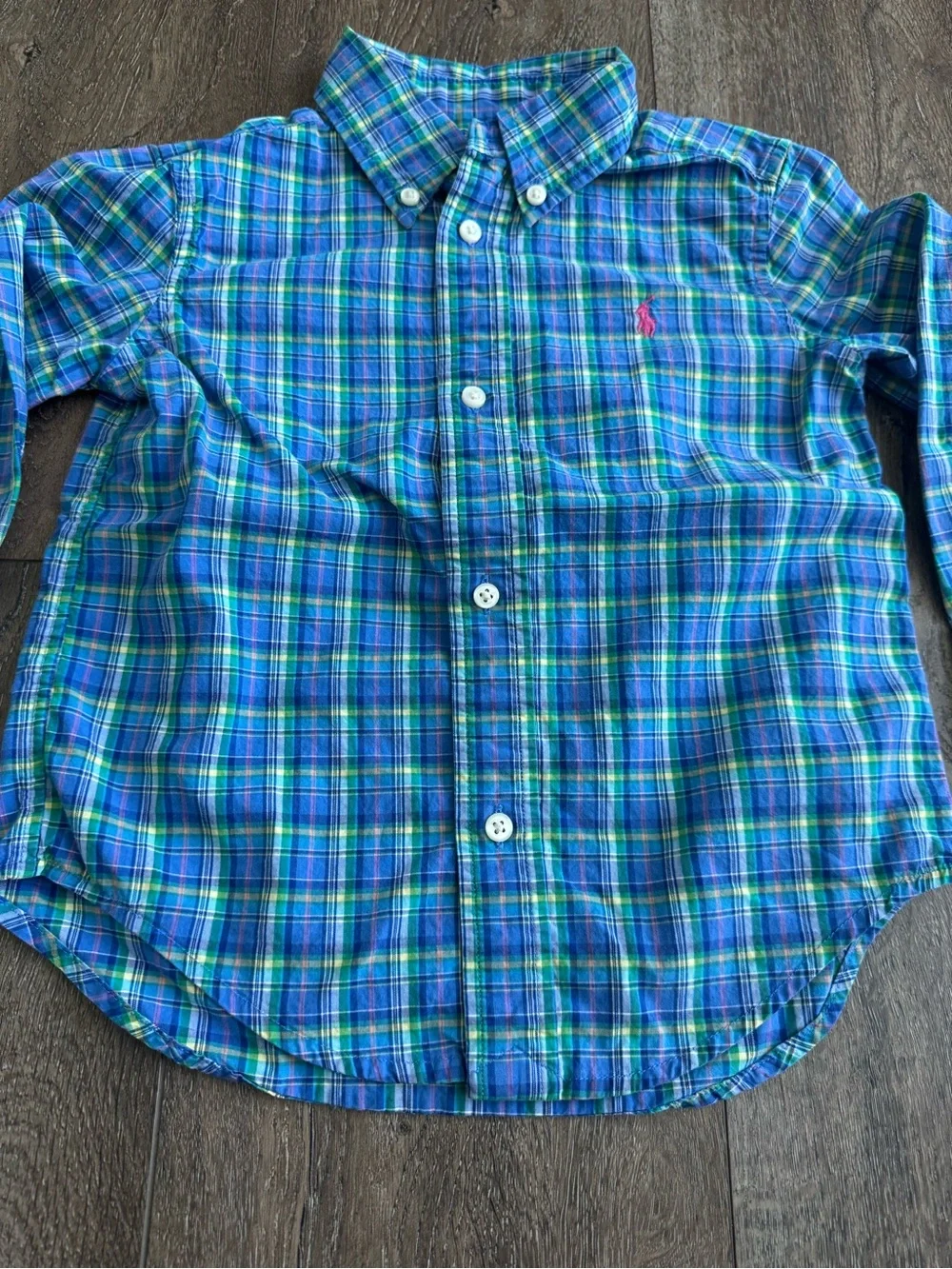 Polo by Ralph Lauren Blue & Green Plaid Button-Down Shirt Boys Size 2T